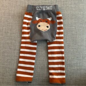 Izzy and Owie Burnt Orange and White Striped Leggings (12-24 Months)